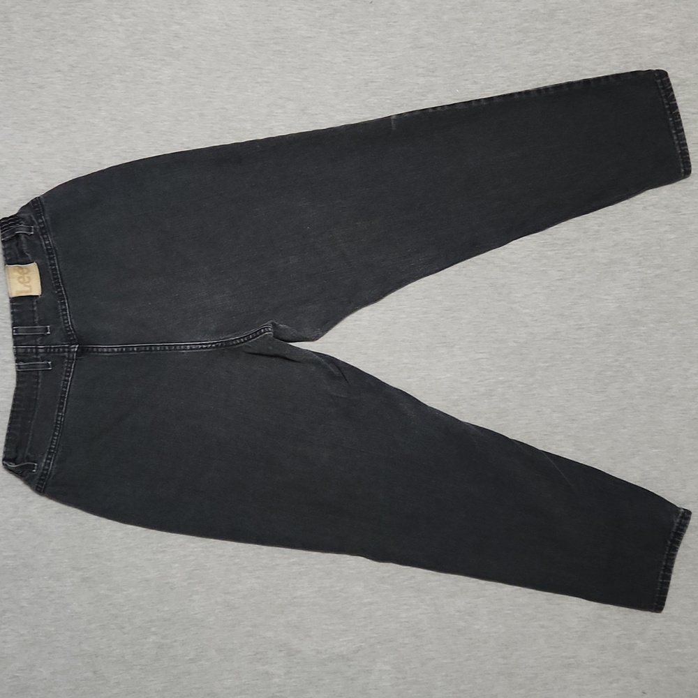 RARE!! Vintage Plus Size Lee High Rise Baggy Tapered Leg Black Denim Mom Jeans - Picture 3 of 12